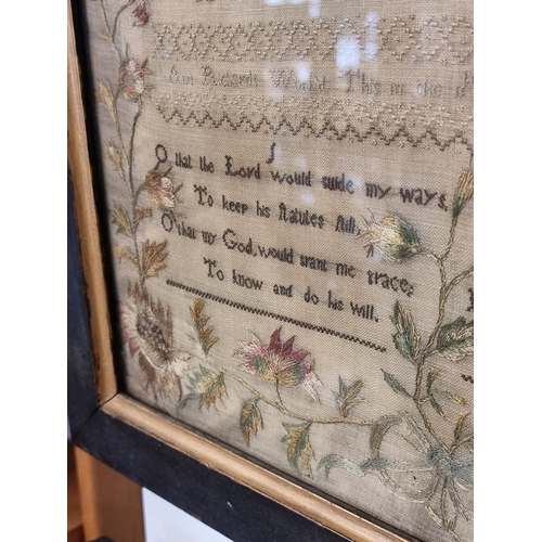 1757 - A 19th century needlework sampler, inscribed 'Ann Richards work'd this in the 11th year of her age, ... 