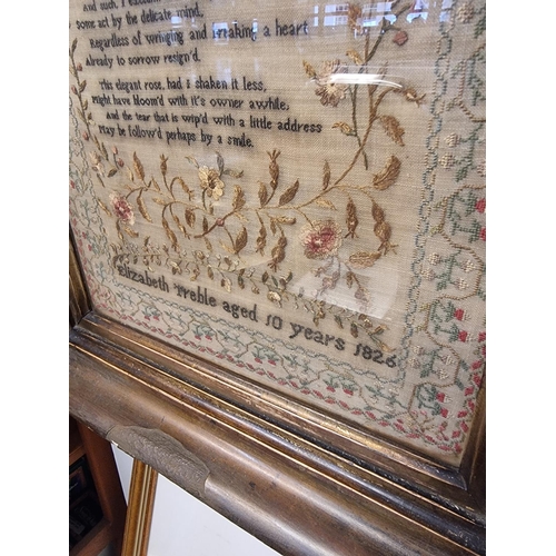 1760 - A George IV needlework verse sampler, inscribed 'Elizabeth Treble, aged 10 years, 1826', 35 x 26cm.... 