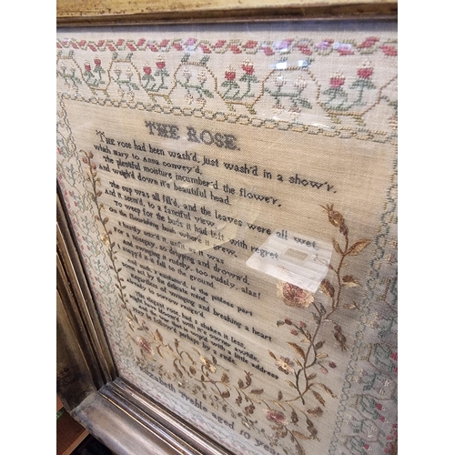 1760 - A George IV needlework verse sampler, inscribed 'Elizabeth Treble, aged 10 years, 1826', 35 x 26cm.... 