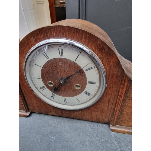 1778 - Four 1920s mantel clocks; together with a 19th century American wall clock; and an aneroid barometer... 