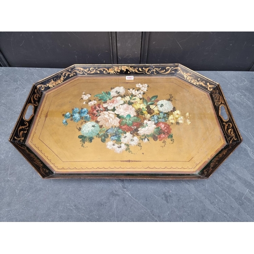 1097 - A 19th century toleware tray, 70cm wide.