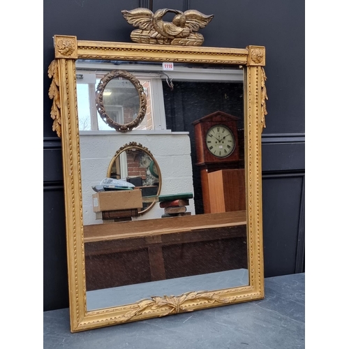 1110 - A 19th century gilt framed rectangular wall mirror, 89 x 67cm.  