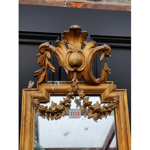 1113 - A gilt framed narrow pier style mirror, 155 x 29cm.