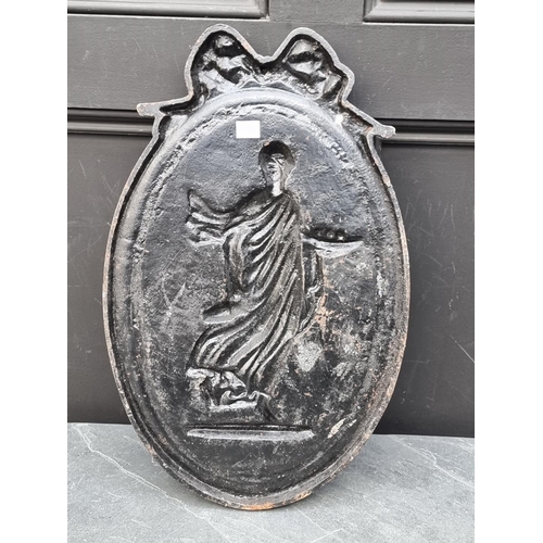 1211 - A neoclassical style cast iron relief plaque, 50 x 32cm.