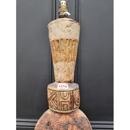 1218 - Studio Pottery: a Bernard Rooke floor lamp, height excluding fitting 96cm.