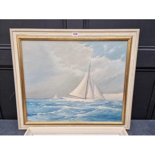 1349 - E A Woods, a yacht, signed, oil on canvas, 49 x 59.5cm; together with another similar by the same ha... 