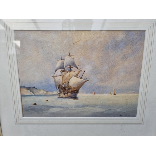 1367 - Francis Leke, 'The Nonsuch off Falmouth' signed, titled verso, watercolour, 25.5 x 35.5cm. ... 