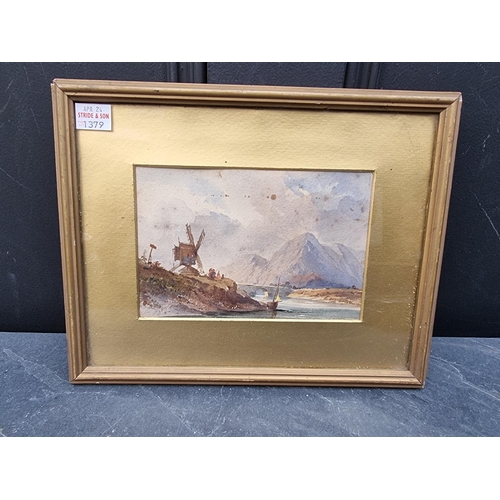 1379 - A mixed group of pictures and prints, to include J Cristall, 'Boats, Beach, Hastings', signed, inscr... 