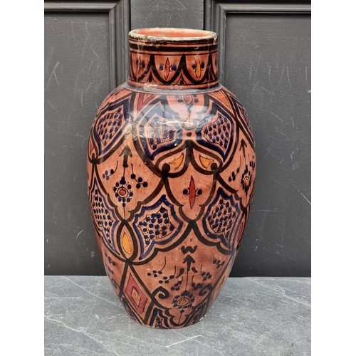 1479 - A large Moroccan pottery vase, 35cm high.