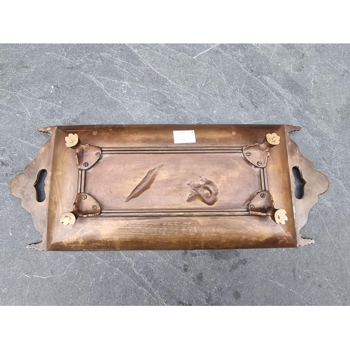 1565 - A late 19th century French gilt bronze rectangular tray, with Neoclassical relief decoration, signed... 