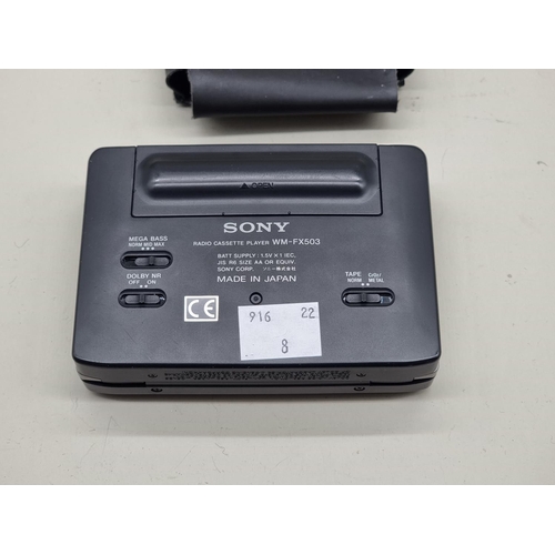 1615 - A Sony Walkman WM-FX503, (black), with original sleeve.