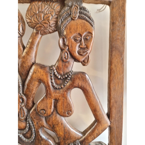 1718 - Ethnographica: an African tribal carved hardwood panel, 90 x 43cm. 