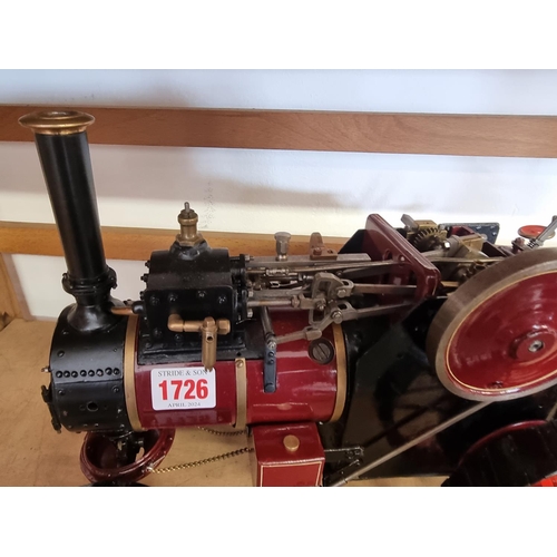 1726 - A good scratch built live steam traction engine, 37cm long.