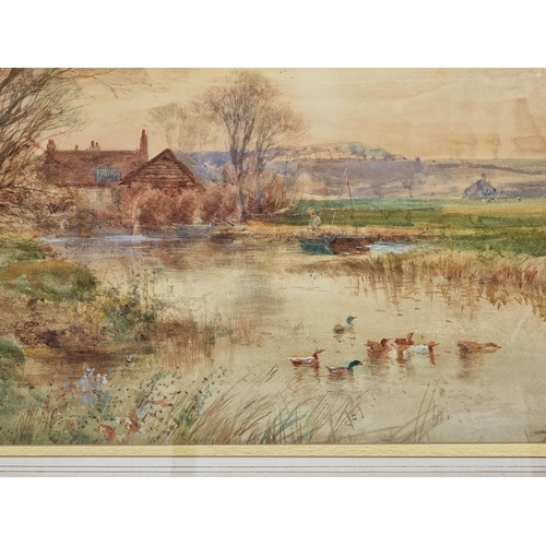 1181 - R Hamilton Chapman, 'Swans On The Upper Thames', signed and dated 1881, watercolour, 47 x 64.5cm; to... 