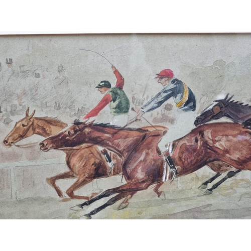 1769 - English School, late 19th century, a horse racing scene, indistinctly signed and dated '95, watercol... 