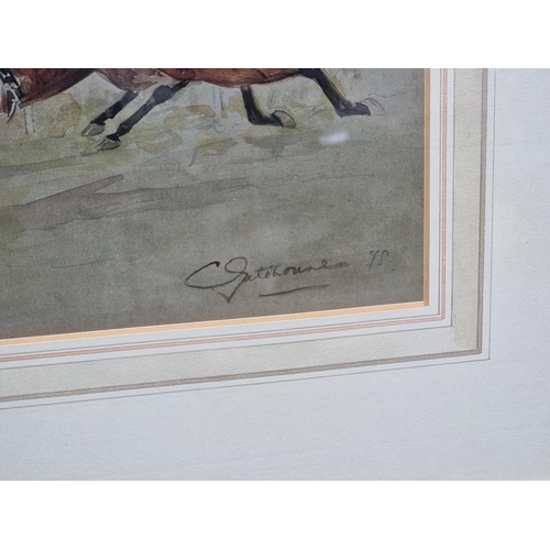 1769 - English School, late 19th century, a horse racing scene, indistinctly signed and dated '95, watercol... 