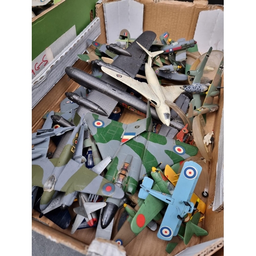 1844 - A quantity of completed aeroplane model kits, various sizes, ages and condition. (two trays)... 