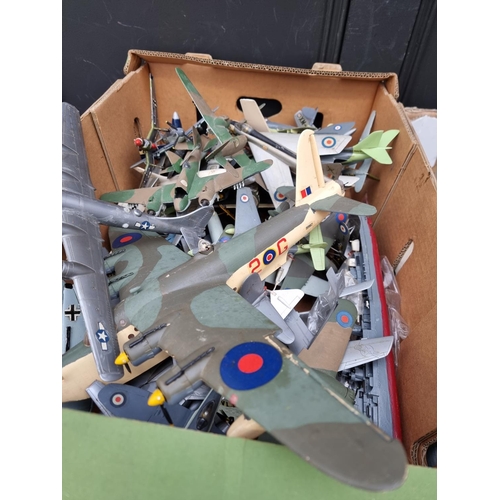 1844 - A quantity of completed aeroplane model kits, various sizes, ages and condition. (two trays)... 