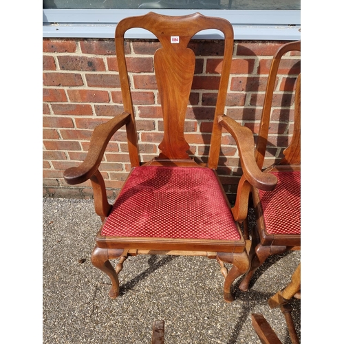 1094 - A set of twelve early 18th century style mahogany dining chairs, to include an elbow chair, (one sta... 