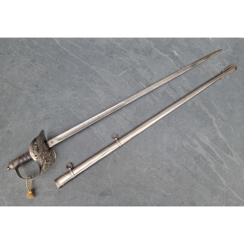 101 - An Edwardian 1897 pattern infantry officer's sword and steel scabbard, with 82cm etched blade.... 