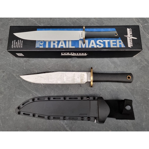 122 - A Cold Steel 'Trail Master O1' Bowie knife and sheath, having 24cm blade, boxed.