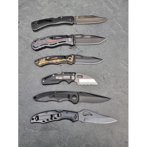 150 - A Byrd folding knife, having 10cm blade; together with five other folding knives. (6)... 