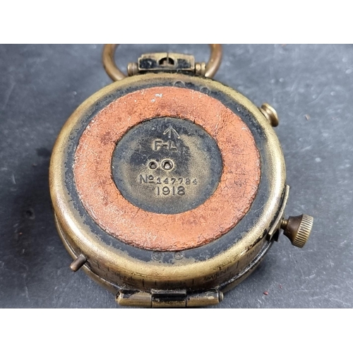 160 - A WWI British Verners Pattern VIII officer's military compass, by French Ltd, dated 1918 with broad ... 