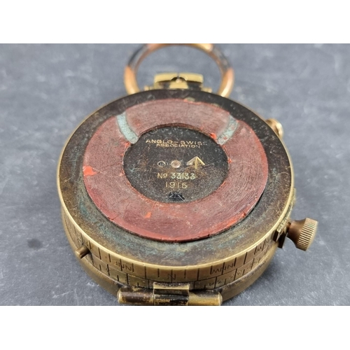 173 - A WWI British Verners Pattern VII officer's military compass, by Anglo Swiss Association, dated 1915... 