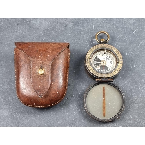 177 - A Cavalry School compass, by J H Steward, London, 51mm, in leather case.