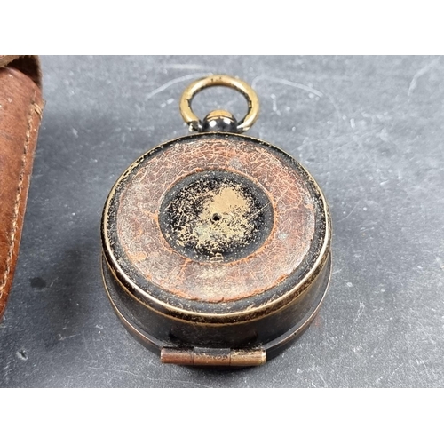 177 - A Cavalry School compass, by J H Steward, London, 51mm, in leather case.