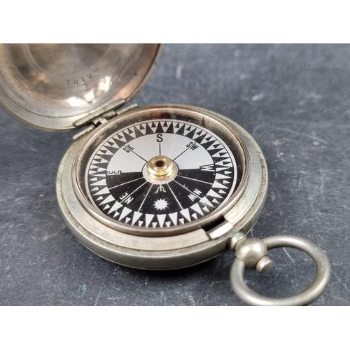 180 - A WWI British military Mk.V nickel plated pocket compass, by Dennison, Birmingham, dated 1916.... 