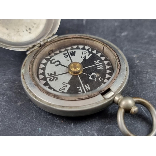 181 - A WWI British military Mk.VI nickel plated pocket compass, by Stanley, London, dated 1917.... 