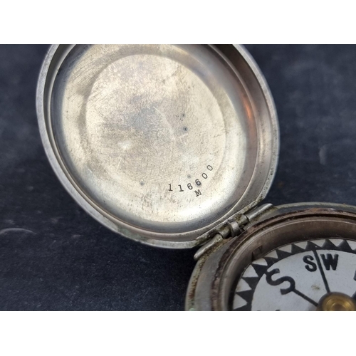 181 - A WWI British military Mk.VI nickel plated pocket compass, by Stanley, London, dated 1917.... 