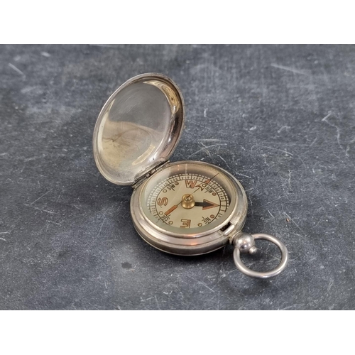 182 - A WWI British military Mk.VI nickel plated pocket compass, by Terrasse W Co, dated 1918.... 