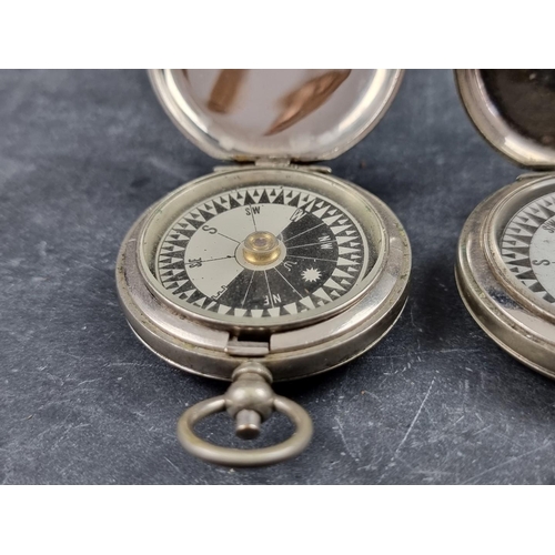 184 - Two WWI British military Mk.V nickel plated pocket compasses, by Short & Mason, London, dated 19... 