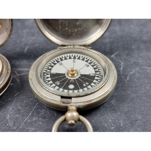 185 - Two WWI British military Mk.V nickel plated pocket compasses, by Short & Mason, London, dated 19... 