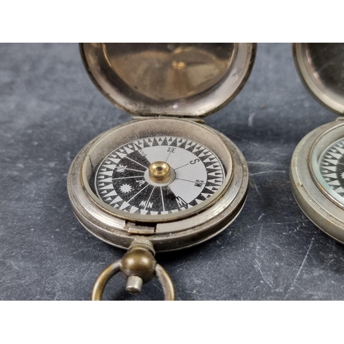 185 - Two WWI British military Mk.V nickel plated pocket compasses, by Short & Mason, London, dated 19... 