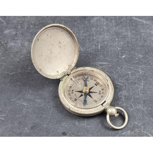 191 - A US military nickel plated pocket compass, by Wittnauer, 45mm