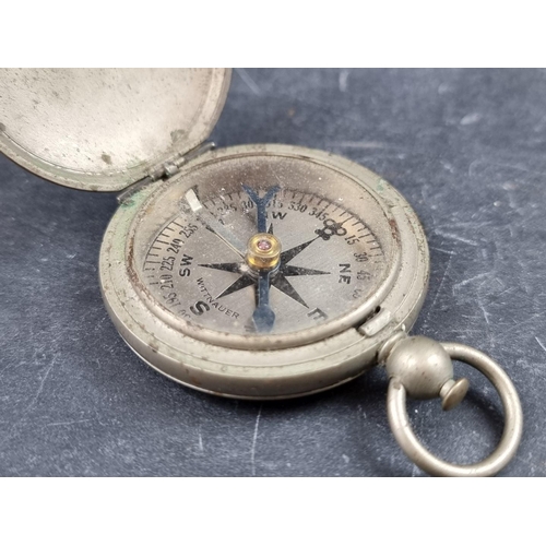 191 - A US military nickel plated pocket compass, by Wittnauer, 45mm