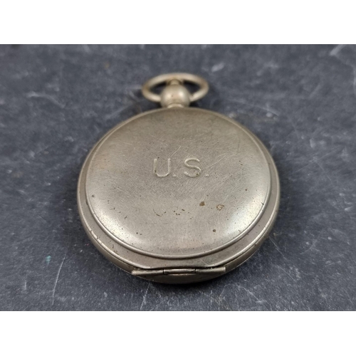 191 - A US military nickel plated pocket compass, by Wittnauer, 45mm