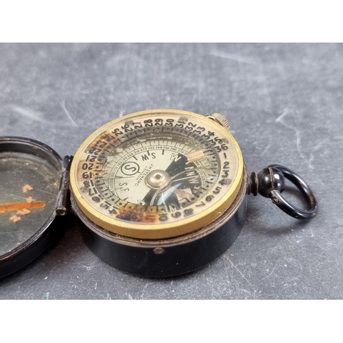 195 - A cased early 20th century 'The Steward' patent liquid hunting compass, by J H Steward, London, 50mm... 