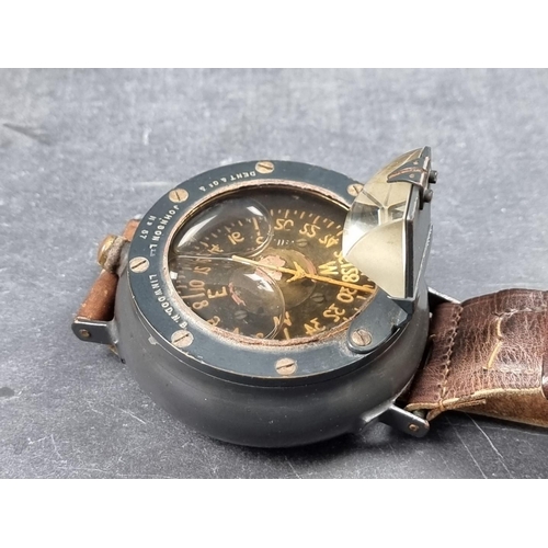 204 - A circa 1940s aeronautical wrist compass, by Dent & Co & Johnson, Linwood, with leather stra... 