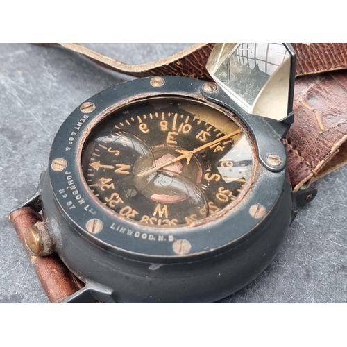 204 - A circa 1940s aeronautical wrist compass, by Dent & Co & Johnson, Linwood, with leather stra... 