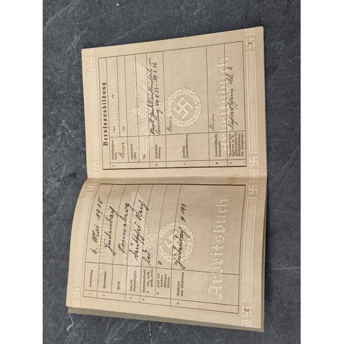 235 - A German WWII Deutsches Reich Arbeitsbuch, (employment record book), circa 1936-40, in Judenbach Mun... 