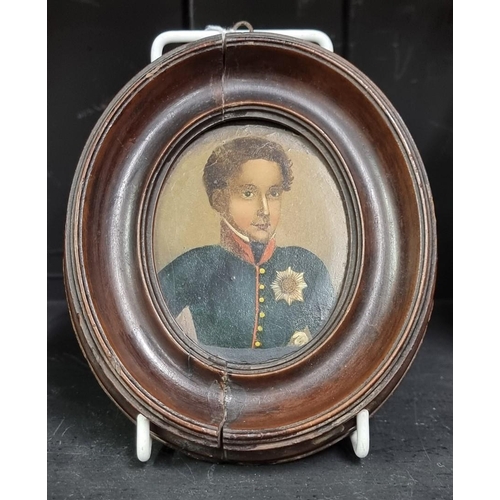 261 - A 19th century Russian portrait miniature of a young man in uniform, wearing The Order of The Noble ... 