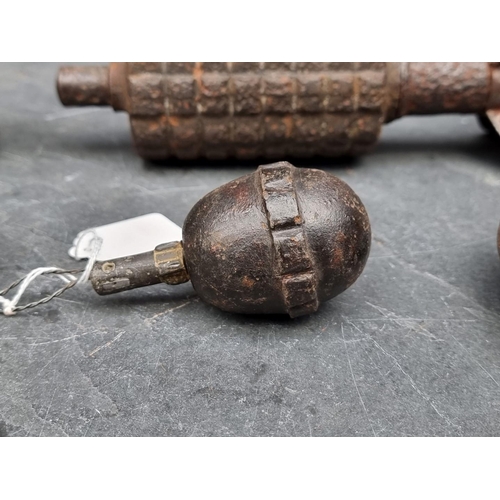 278 - Three WWI German military grenades; comprising a Model 1915 Kugel grenade; a Turtle Offensive grenad... 