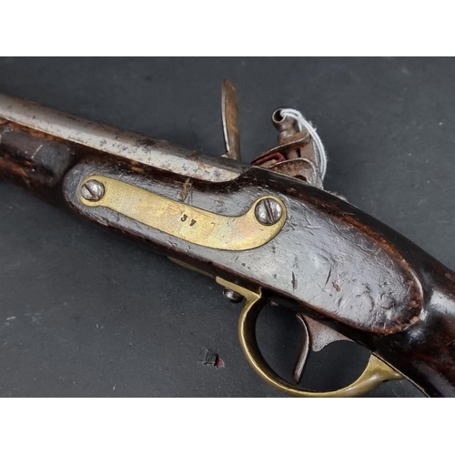 3 - A 19th century French military flintlock pistol, having 24.5cm barrel.