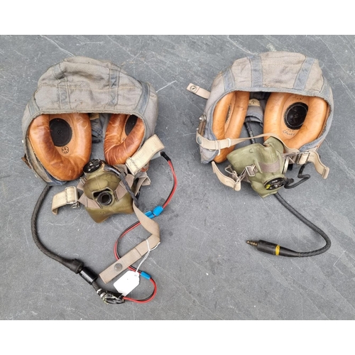 308 - Two RAF flying helmets, both with oxygen masks.