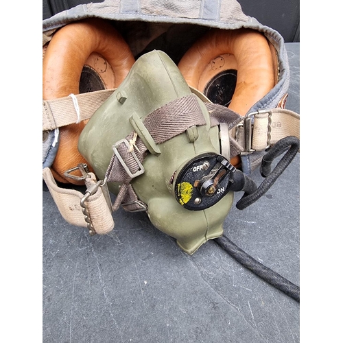 308 - Two RAF flying helmets, both with oxygen masks.