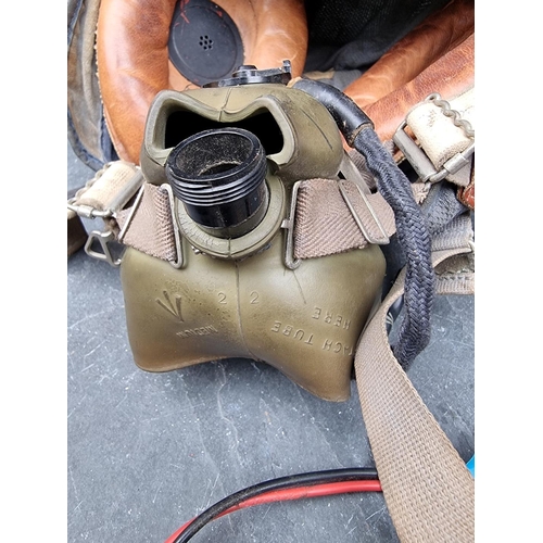 308 - Two RAF flying helmets, both with oxygen masks.